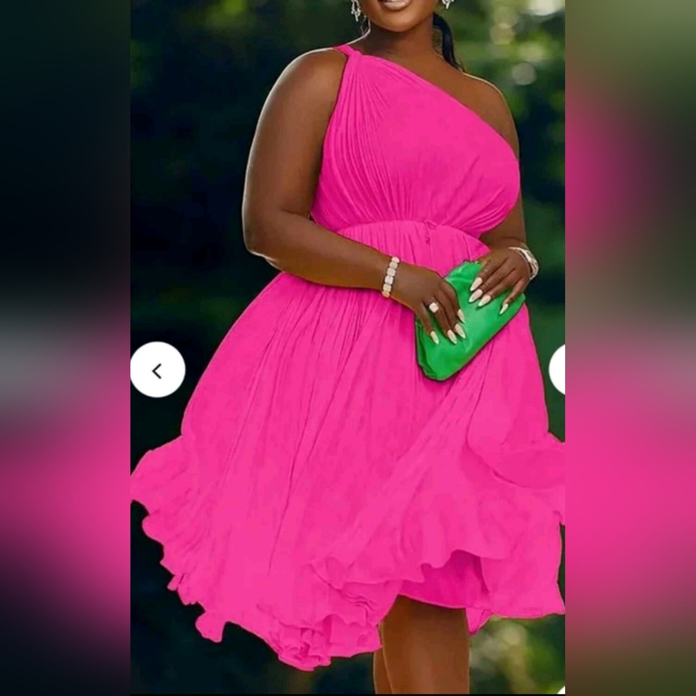 Xpluswear 4x Pink one shoulder dress